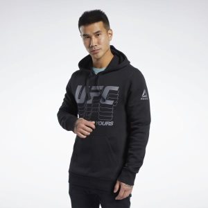 Bluza Z Kapturem Męskie Reebok UFC FG Czarne PL 46JVDLM